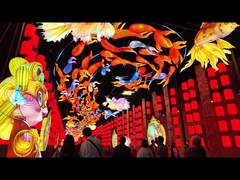 Festive and joyous iron silk and satin fish-shaped lanterns, with a festive atmosphere along the pas