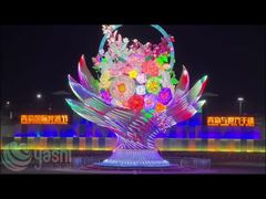 Large Outdoor LED Illuminated Flower Basket for Light Shows and Festivals