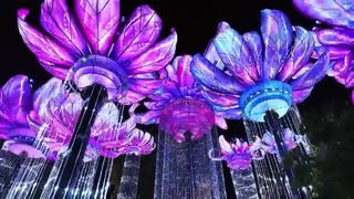 Dreamy Purple Lotus Hanging Light Installation