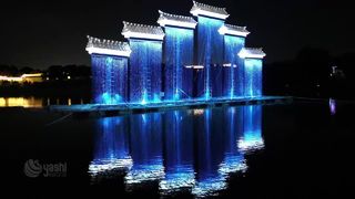 Chinese Style Waterfall Festival Lantern For Lakeside Night Show